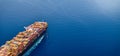 Aerial view of a large, industrial container cargo ship Royalty Free Stock Photo