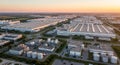 Aerial View of a Large Industrial Factory Complex at Sunset image photo Royalty Free Stock Photo