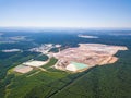 Aerial view of large kaolin open pit mine for ceramics production Royalty Free Stock Photo