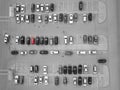 Aerial view of a large number of cars of different brands and colors standing in a parking Royalty Free Stock Photo