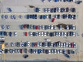 Aerial view of a large number of cars of different brands and co Royalty Free Stock Photo