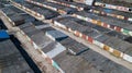 Aerial view of a large number of parking garages Royalty Free Stock Photo