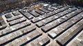 Aerial view of a large number of parking garages Royalty Free Stock Photo