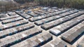 Aerial view of a large number of parking garages Royalty Free Stock Photo