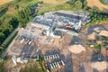 Aerial view of a large plant for the production of concrete, asphalt. sand extraction from a quarry Royalty Free Stock Photo