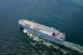 Aerial view of large RORO Vehicle carrier vessel