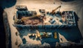 Aerial View Of A Large-Scale Construction Site With Heavy Machinery :Bird\'s Eye (Generative AI)