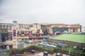 Aerial view of a large shopping mall in a rainy day in Hangzhou, Zhejiang, China