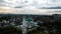 Aerial view of The Largest Mosque jakarta Garden City, Ramadan Eid Concept background, Travel and tourism. Jakarta, Indonesia,