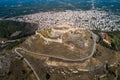 Aerial view of Larisa castle in Argos city at Peloponnese peninsula