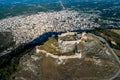 Aerial view of Larisa castle in Argos city at Peloponnese peninsula Royalty Free Stock Photo