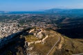 Aerial view of Larisa castle in Argos city at Peloponnese peninsula Royalty Free Stock Photo