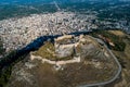 Aerial view of Larisa castle in Argos city at Peloponnese peninsula