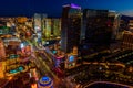 Aerial view of Las Vegas strip in Nevada at night - USA Royalty Free Stock Photo