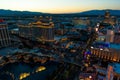 Aerial view of Las Vegas strip in Nevada at night - USA Royalty Free Stock Photo