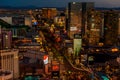 Aerial view of Las Vegas strip in Nevada at night - USA Royalty Free Stock Photo