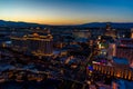 Aerial view of Las Vegas strip in Nevada at night - USA Royalty Free Stock Photo