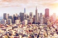 Aerial View of Sunset Over San Francisco Downtown Skyline Royalty Free Stock Photo