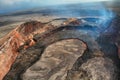 Aerial view of lava lake of Puu Oo crater