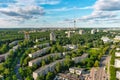 Aerial view of Lazdynai district of Vilnius city, with the TV tower in background Royalty Free Stock Photo