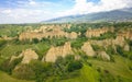 Aerial view of Le Balze canyon landscape in Valdarno, Italy Royalty Free Stock Photo