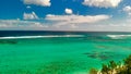 Aerial view of Le Morne Beach coral reef in beautiful Mauritius Island