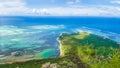 Aerial view of Le Morne Brabant mountain, Mauritius island, Africa