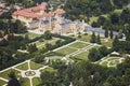 Aerial view of Lednice Valtice Area with castle and a park in South Moravia, Czech Republic. Royalty Free Stock Photo