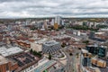 Aerial view of Leeds city centre bus station in a cityscape skyline Royalty Free Stock Photo
