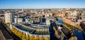 Aerial view of The Leeds Dock area city centre skyline Royalty Free Stock Photo