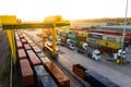 Aerial view of Leeds Freightliner Rail and Road shipping container terminal