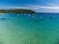 Aerial view of legendary Pampelonne beach near Saint-Tropez, summer vacation on white sandy beaches of French Riviera, France Royalty Free Stock Photo