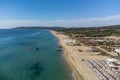 Aerial view of legendary Pampelonne beach near Saint-Tropez, summer vacation on white sandy beaches of French Riviera, France Royalty Free Stock Photo