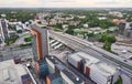 Aerial view of Leppavaara railway station of Espoo, Finland