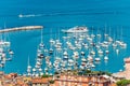 Aerial View of Lerici Port with Many Boats Moored - Gulf of La Spezia Liguria Italy