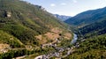 Aerial view of Les Vignes village in the Gorges du Tarn