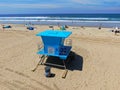 Aerial view Lifeguard tower on the Huntington Beach Royalty Free Stock Photo