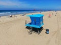 Aerial view Lifeguard tower on the Huntington Beach Royalty Free Stock Photo