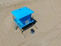 Aerial view Lifeguard tower on the Huntington Beach Royalty Free Stock Photo