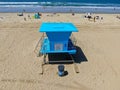 Aerial view Lifeguard tower on the Huntington Beach Royalty Free Stock Photo