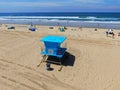 Aerial view Lifeguard tower on the Huntington Beach Royalty Free Stock Photo