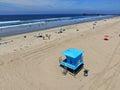 Aerial view Lifeguard tower on the Huntington Beach Royalty Free Stock Photo