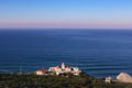 Aerial view of lighthouse and Atlantic Ocean in the morning Royalty Free Stock Photo