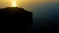 Aerial view of the lighthouse in Cape La Nao, in the coast of Alicante, Spain. Royalty Free Stock Photo