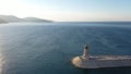 Aerial view of lighthouse at Lustica Bay in Montenegro