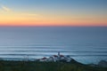 Aerial view of lighthouse and ocean