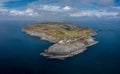 Aerial view of the lighthouse and the Old Head of Kinsale in County Cork of western Ireland Royalty Free Stock Photo