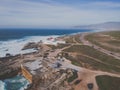 Aerial view from a lighthouse in the Portuguese coastline. Cape raso Lighthouse Cascais, Portugal Royalty Free Stock Photo
