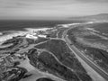 Aerial view from a lighthouse in the Portuguese coastline. Cape raso Lighthouse Cascais, Portugal Royalty Free Stock Photo