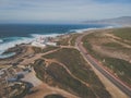 Aerial view from a lighthouse in the Portuguese coastline. Cape raso Lighthouse Cascais, Portugal Royalty Free Stock Photo